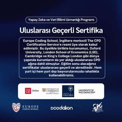 Europe Coding School — sertifika ve CPD akreditasyonu bilgilendirme görseli