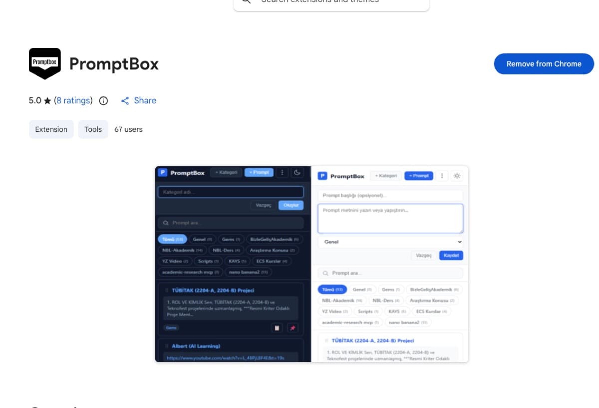 PromptBox — Chrome Eklentisi